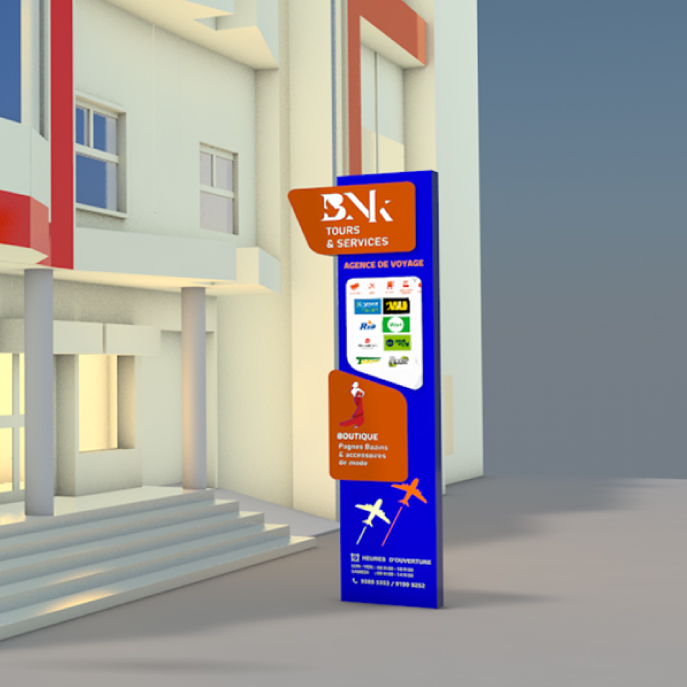 Logo, identité visuelle, Signaletiques pour BNK Travel & Tour